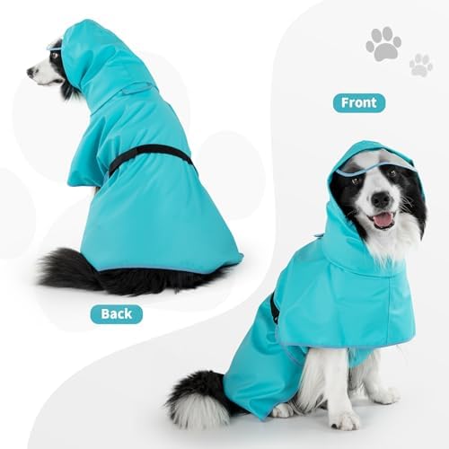 Dog Raincoat,Dog Rain Jacket Poncho with Hood and Leash Hole(Blue,6XL)