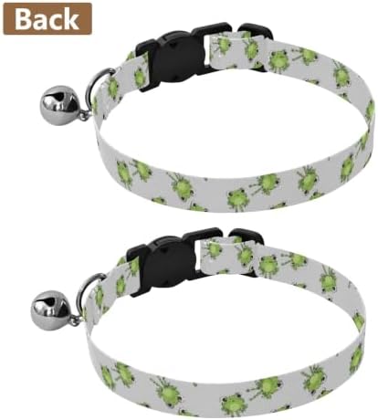 Funny Frogs Jumping Gray Cat Neck Collar, 2 Pack Decorative Pet Collar with Bell