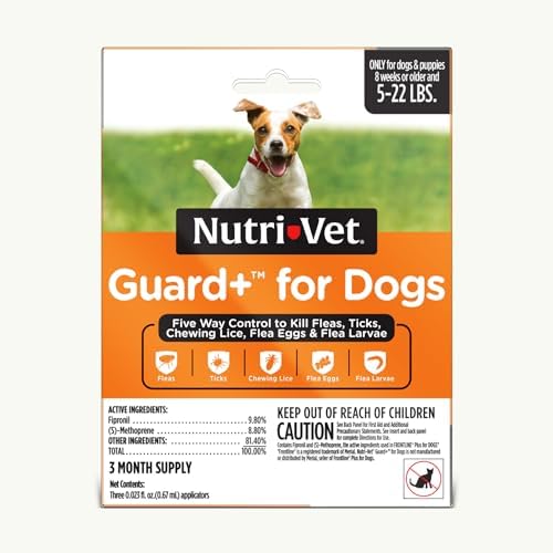 Nutri-Vet Guard+ Spot On for Dogs 5-22 lbs, Flea Treatment, 3 Doses
