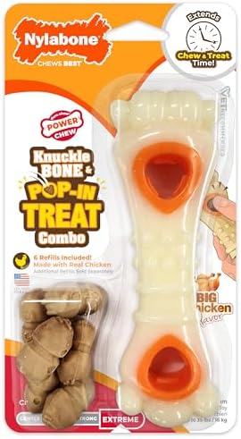 Nylabone Power Chew Knuckle Bone & Pop-In Dog Treat Toy, Medium
