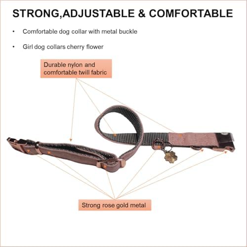 Rose Gold Dog Collar with Quick Release Buckle - Adjustable Soft Padded Nylon Pet Collar with ID Tag Ring for Small Medium Dogs, Comfortable & Durable Training Collar (Purple, Small)