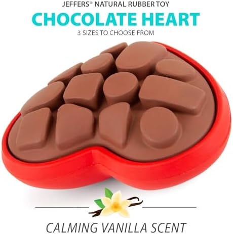 Jeffers Pet Natural Rubber Dog Chew Toy – Chocolate Heart Shape, Small – Vanilla Scent, Durable, Non-Toxic, Dishwasher Safe, Interactive Fetch & Tug Toy - Perfect for Play, Training at Home