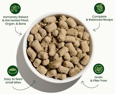 smallbatch Pets Freeze-Dried Raw Dog Food – Chicken Recipe – 7 oz Small Bites – High Protein, Grain Free – Complete Meal or Topper – Made in USA with Organic Superfoods (7 Oz, Chicken) (Pack of 2)