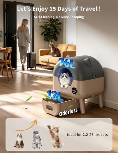 Garvee Automatic Cat Litter Box Self Cleaning for Cats 2.2 to 28 Lbs