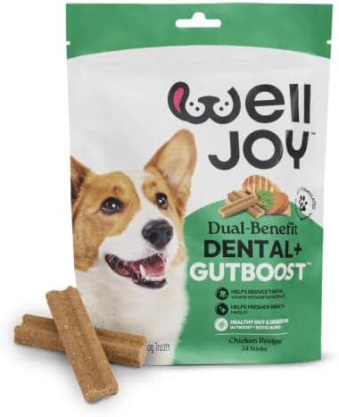 WellJoy Dental Dog Treat + Teeth Cleaning, Parsley, GutBoost, 24ct
