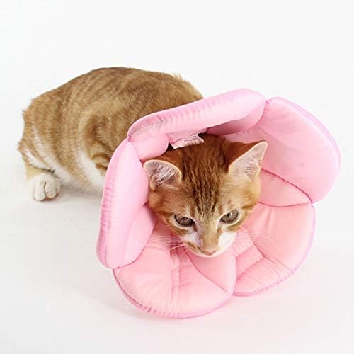 POPETPOP Flower Necklace Pet Recovery Collar - Adjustable Dog Cat Cone Collar Soft Elizabethan Protective Collars Dog Cones After Surgery for Cat and Puppy (Pink) Flower Choker Necklace