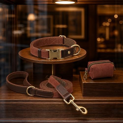 Didog PU Leather Dog Poop Bag Holder, Easy-Pull with Metal Clip, Brown