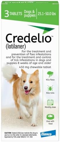 Credelio (lotilaner) Tick & Flea Treatment for Dogs 25.1-50 lbs., 3ct