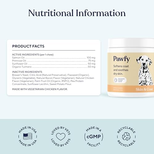 Pawfy Skin & Coat Salmon Oil Chews - Dog Itch Relief & Allergy Support