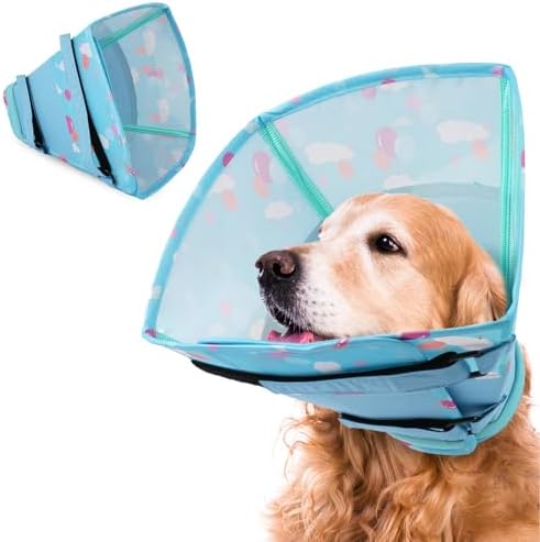 Comfortable Dog Cone - Soft Dog Cone Collar for Medium Dogs,Adjustable Recovery Cone for Dogs to Stop Licking,Cute Pet Head Neck Elizabethan Cone,Cone Alternative After Surgery,L,Blue