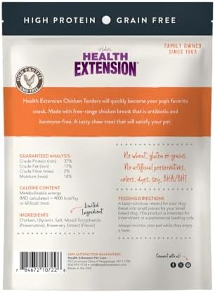 Health Extension Grain-Free Chicken Tenders Dog Treats, 16oz (454g) – Natural, Crispy Gourmet Training Treats for Adult Dogs and Puppies