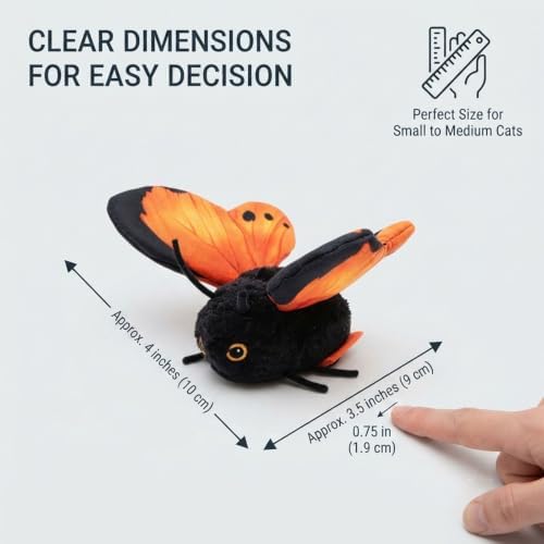 Smart Sensing Automatic Flapping Butterfly Cat Toy, Interactive Electric Pet Play Toy, Realistic Wing Motion Encourages Stalking, Rechargeable Self Play Stimulating Motion Activate，Blue