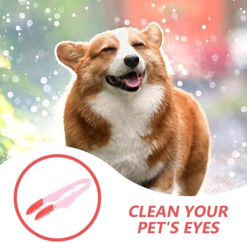 Mikikit 2pcs Pet Tear Brush and Dog Eye Comb Brush, Soft Bristles, Ergonomic Small Grooming Tool for Cats and Dogs, Blue and Pink, Eye Area Cleaning for Removing Tear Stains and Debris