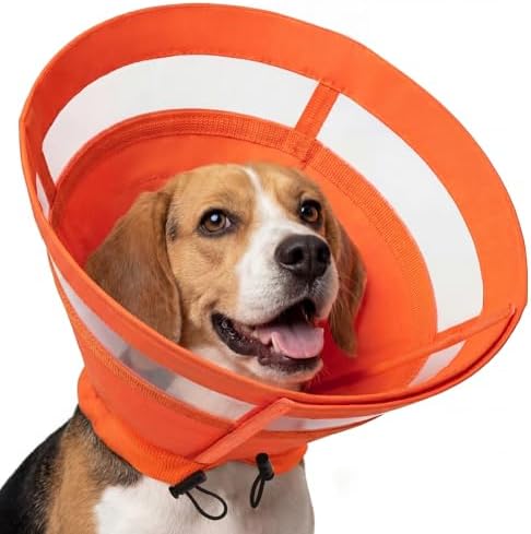 ASENKU Dog Cone Collar, Protective Recovery Dog Collar After Surgery, Comfy Adjustable Cone for Dogs to Stop Licking, Pet E-Collar for Small, Medium & Large Dogs(Orange, M)