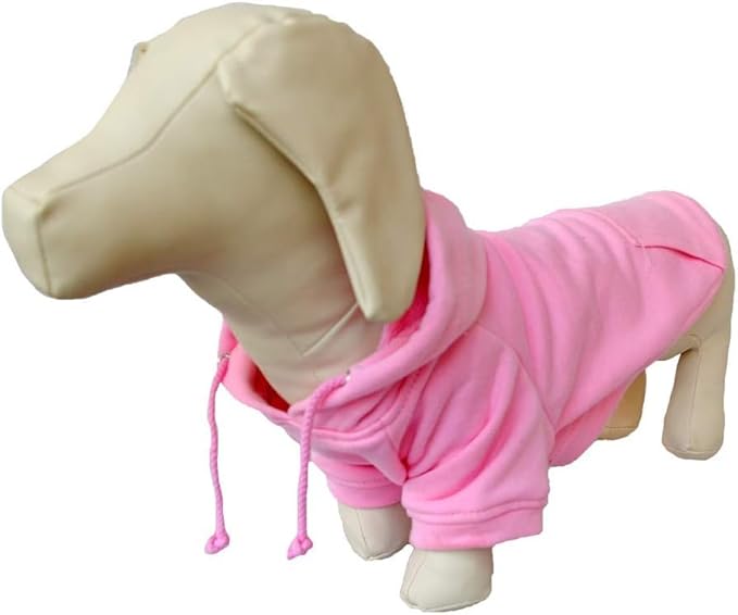 Lovelonglong Blank Basic Hoodie Sweatshirt for Dogs 100% Cotton Fits Small Medium Dachshund Large Dog Pink D-S