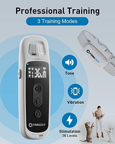 ABBIDOT Shock Collar for 2 Dogs, 3300 FT Dog Training Collar with Remote, IPX7 Waterproof with 4 Training Modes and Night Light, Rechargeable E-Collar for All Breeds (15-120 lbs),Blue Black