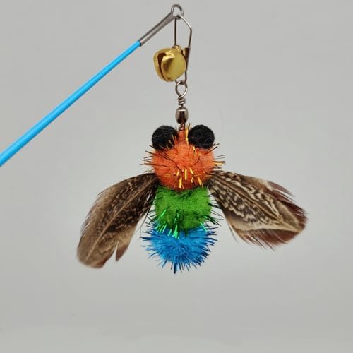 miwoowim 6PCS Bee Feather Cat Wand Refills, Interactive Teaser Replacements