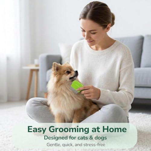 Pets&Goods Tear Stain & Flea Remover Comb Set for Dogs & Cats – Stainless Steel Eye Grooming Tool for Stains, Crust & Mucus – Gentle, Safe, Reusable – Pack of 2 (Green)