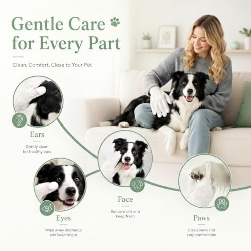 GLADFRESIT Pet Grooming Glove Wipes for Dogs & Cats, 60g, 6 Pcs