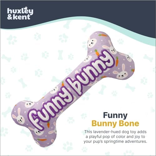 Huxley & Kent Power Plush Squeaky Dog Toy, Funny Bunny Bone, Large