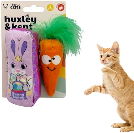 Huxley & Kent Plush Cat Toy - Interactive Catnip Toy for Cats & Kittens - Soft with Crinkle & Catnip - Fun Indoor Play - Hoppy Easter 2pk