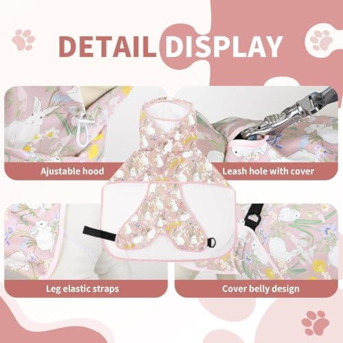 Dog Raincoat, Waterproof Windproof Dog Rain Jacket with Hood, Rain Coat with Leash Hole, Adjustable Raincoat Poncho for Small Medium Large Dogs Outdoor (Pink, 2XL(31-39lbs))