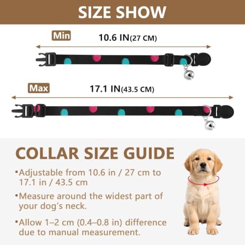 Crayon Polka Dots Black Collar for Kitten, 2 Pack Kitten Collar with Bell