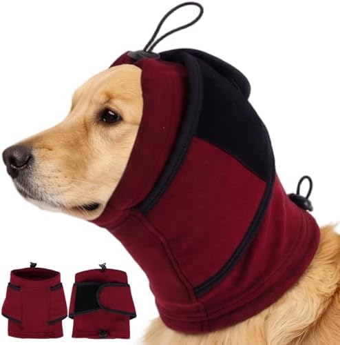 Nanaki Anti-Shake Ear Cover for Small Dogs, Calming Warm Pads,Red,S