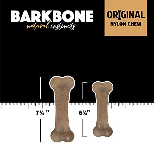 Pet Qwerks Original BarkBone Nylon Dog Bone Durable Dog Chew Toy for Aggressive Chewers - Bacon Flavor - 6.1", Made in USA (Pack of 4)