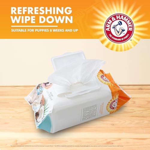 Arm & Hammer Puppy Grooming Wipes, Coconut Water, 100 Count, 3-Pack
