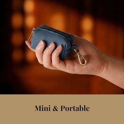 Didog PU Leather Dog Poop Bag Holder, Easy-Pull with Metal Clip, Blue