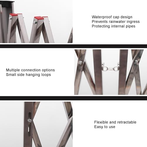 Retractable Folding Security Gate Stainless Steel Scissor Door Connectable Traffic Barricade for Schools & Industries Locking Casters 100x200cm (39.4x78.7in)