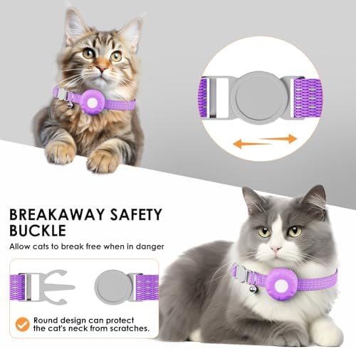 GPS Tracker for Cats, Mini Cat Tracker, No Monthly Fee Pet Tracker, Compatible with Apple Find My(iOS Only), Anti-Lost Finder Tag for Vehicles, Pets, Kids, Items, Purple