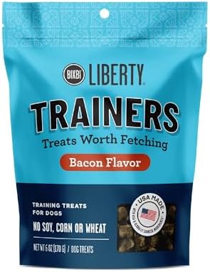 BIXBI Liberty Trainers, Bacon (6 oz, 1 Pouch) - Small Training Treats for Dogs - Low Calorie and Grain Free Dog Treats, Flavorful Pocket Size Healthy and All Natural Dog Treats
