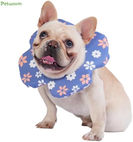 PetWarm Dog Recovery Collar, Recovery Collar, Blue Flower Print, L