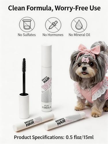 Pet Facial Hair Styling Gel - Gentle Alcohol-Free Formula for Eyes & Nose Flyaways, Daily Grooming & Styling for Small Long-Haired Dogs & Cats, 0.53 oz