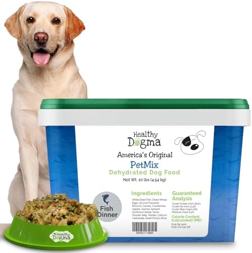 Healthy Dogma - PetMix Dehydrated Dog Food – Fish Dinner with Wild-Caught Alaskan Salmon & Whitefish – Clean Ingredient Dog Food – No Preservatives 10lbs (Bucket)