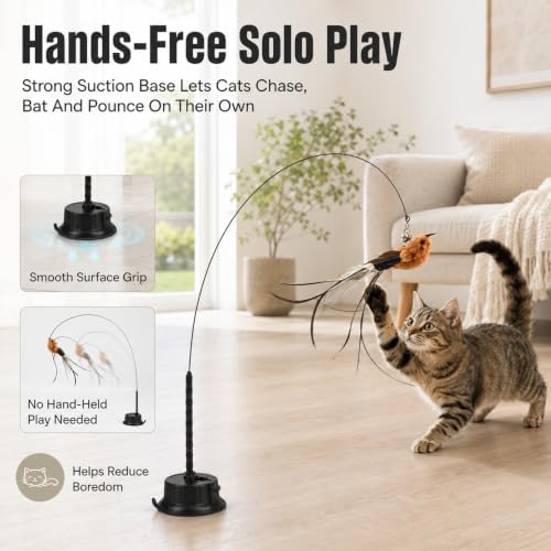 6PCS Interactive Cat Feather Toy Set, Realistic Bird Simulation Cat Toy