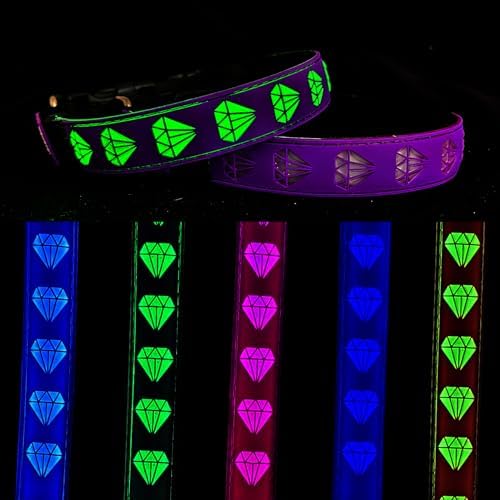 Subversive USB-C led Light up Airtag Dog Collar, Subversive 3D Sunflower Design Comfortable and Soft Material,Multicolored Lighting (D-Purple, M(15.7-19.7"))
