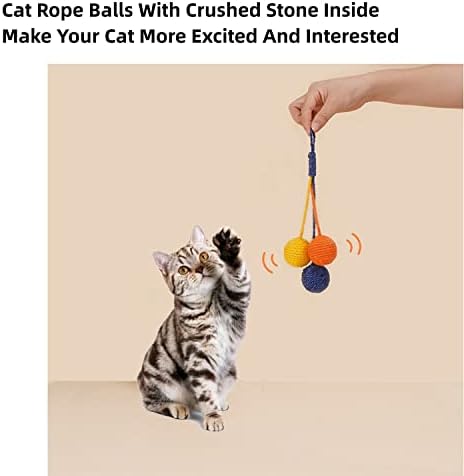Cat Toy Sisal Ball Hanging Cat Toy Handmade Cat Rope Ball Chew Eco-Friendly Toy Pets Interactive Toy Cat Toys for Indoor Cats (Green, 1pcs)