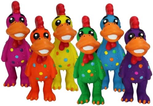 HDP Multipet Latex Squeaking MINI Toy Bundle Color:Chicken Pack of 3