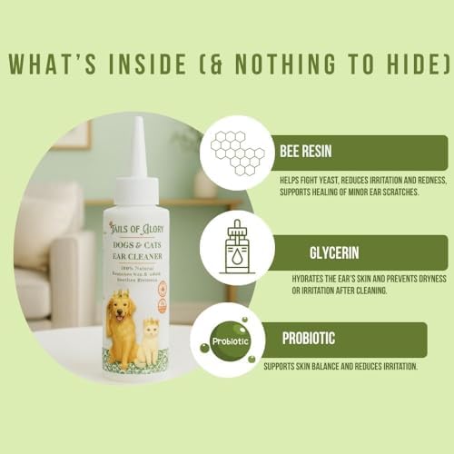 Natural Ear Cleaner for Dogs & Cats – Gentle, Plant-Based Formula, No Harsh Chemicals, Soothes & Deodorises Ears, Safe for Regular Use