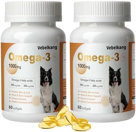 Fish Oil for Dogs-Promotes Heart, Skin, Coat, & Immune Health，Fish Oil containing EPA, DHA, and Coenzyme Q10, Suitable for All Dog Breeds， All Natural Supplement for Pets-120 Count