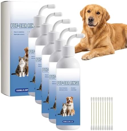 MENDED Pet Ear Cleaner for Dogs & Cats, Gentle Ear Wash, 100 mL, 5 PCS