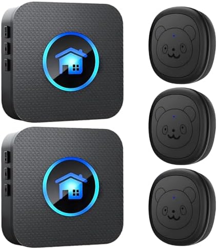 Smart Wireless Dog Doorbell with 3 Waterproof Transmitters, 2 Receivers, 984Ft Range, Easy Installation Dog Training Bells for Potty Training