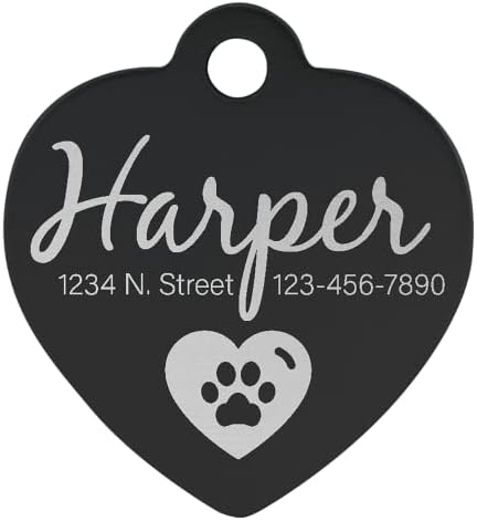 Signature Custom Laser Engraved Anodized Aluminum Pet ID Tags (Silver, Heart 1 1/4" x 1 1/4")