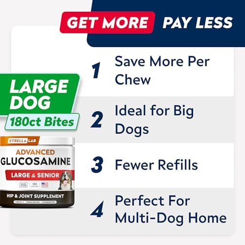 STRELLALAB Advanced Glucosamine for Dogs, Collagen&Green Lipped Mussel