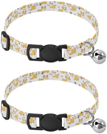 Cute Cartoon Dogs Pet Collars 2 Pack Dog Collars for Small Dogs Adjustable Length 10.6" to 17.1"