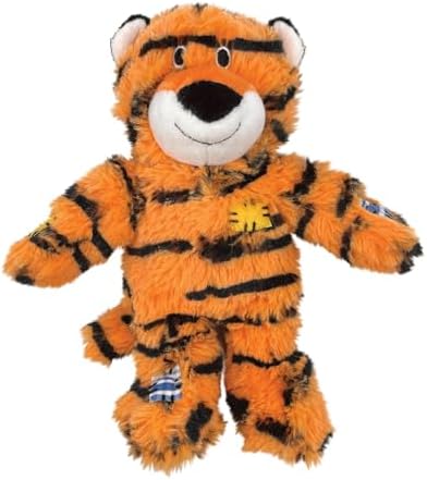 KONG Wild Knots Tiger Dog Toy (Medium/Large) Durable Internal Knotted Rope, Minimal Stuffing for Less Mess – Soft Plush Chew Toy for Dogs