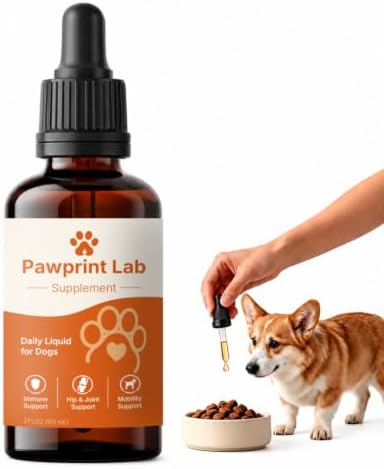 Pawprint Lab Liquid Dog Supplement, Dog Vitamins & Liquid Supplements, Immune, Hip & Joint and Mobility Support, Daily Multivitamin Formula, 2 fl oz 60 mL